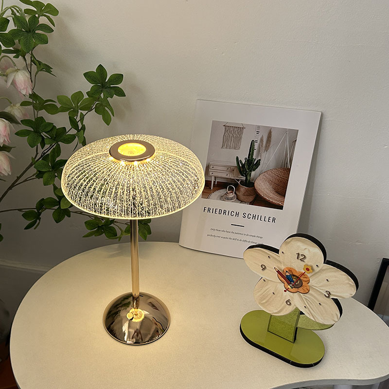 Luz de escritorio recargable de toque flor acrílico dormitorio cabecera luz de noche atmósfera USB tricolor atenuación recargable