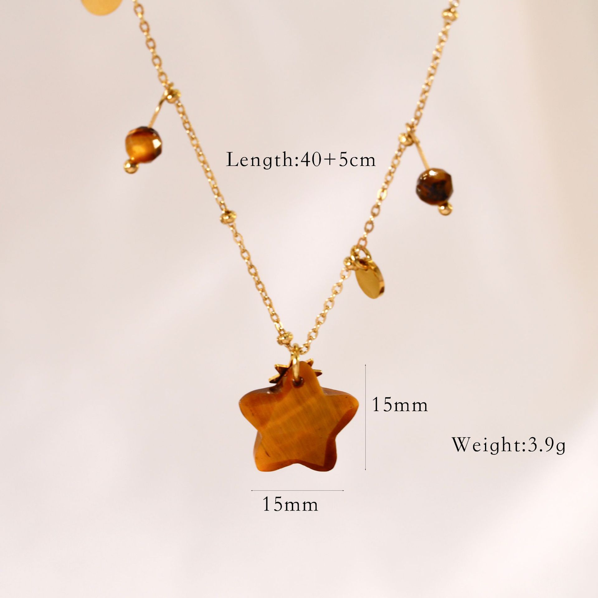 8g Weight Vacuum Plating Gold Plating Process Titanium Steel Pendant Material Necklace Classification Titanium Steel Chain Material 1 Piece Quantity Casual Occasion natural stone, Titanium Steel Material Geometric, Star Pattern Women's Gender Plating Design Marine Style, Simple Style Style Marine Style Simple Style Geometric Star Natural Stone Titanium Steel Necklace In Bulk 12