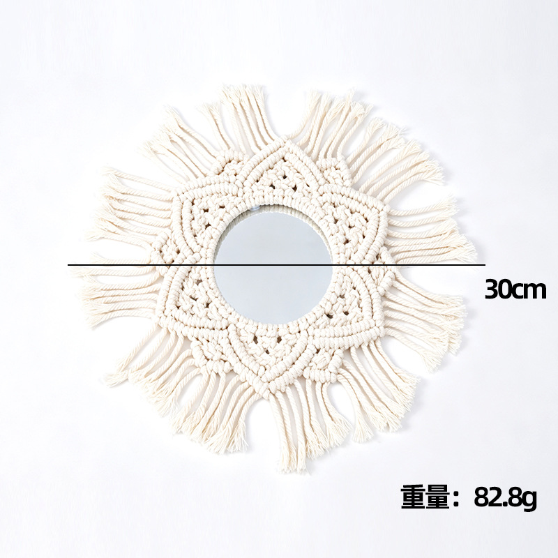 Tapices de tejido a mano transfronterizo espejo bohemio sala de estar dormitorio pared mirror maquillaje creativo pared mirror decoración
