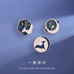 星鹿情侶胸針創意胸章個性背包裝飾品生日禮物中國風小眾復古徽章