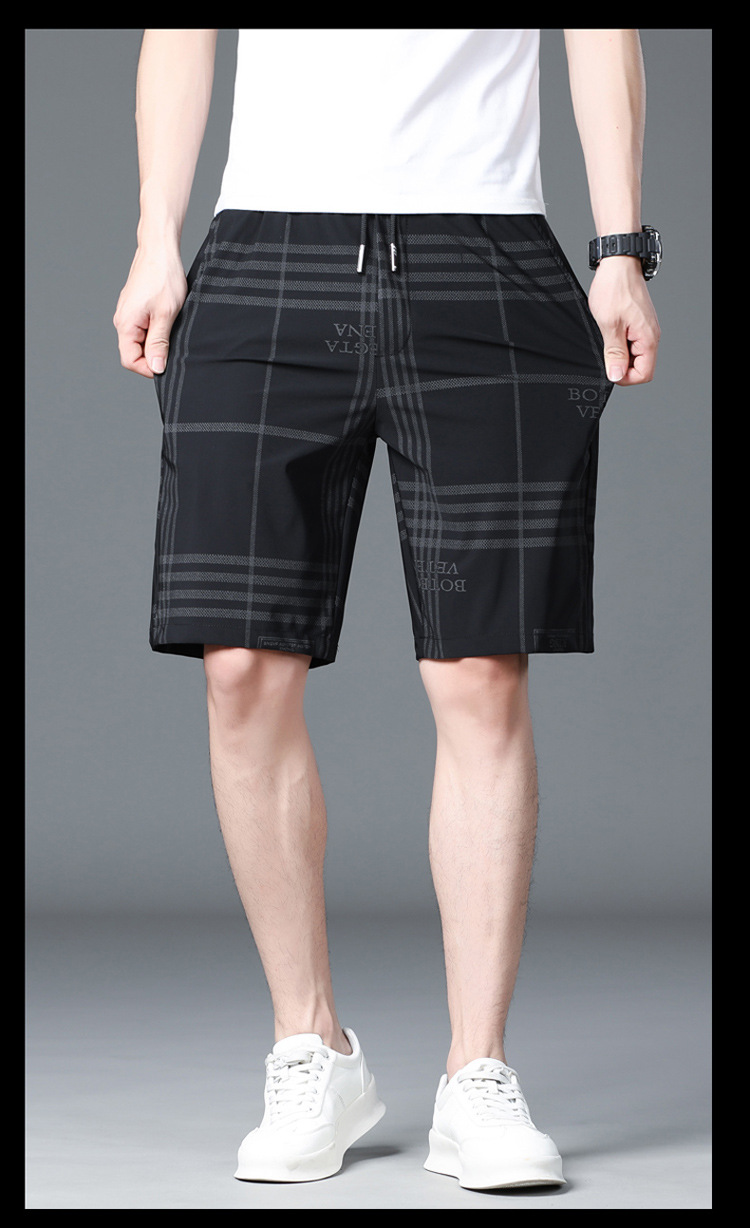 2023 New Denim Shorts Split Black Tight Loose Waist Casual Men's Middle Pants Dark Pattern_voghion.com