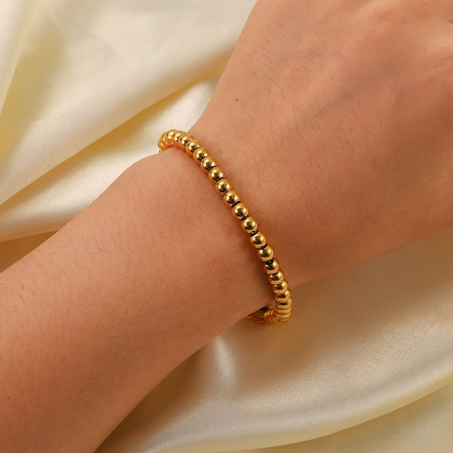 18K Gold plated Stainless Steel Geometric beaded Bracelet
