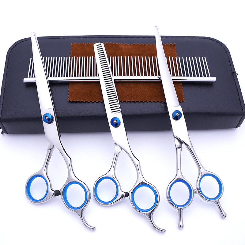Directo de fábrica de 7 pulgadas de acero inoxidable tijeras para mascotas tijeras de corte de pelo de perro profesional tijeras de dientes finos tijeras de hueso de pescado traje