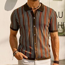 Q 60412 Men's Striped Knit Polo Shirt �����ỨPolo�� ר