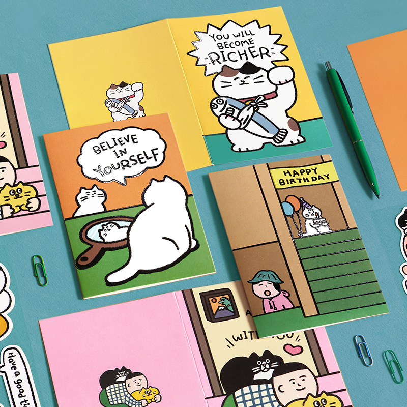 NOTE FOR × MATSUGODA Tarjeta de felicitación UV de marca compartida Tarjeta de mensaje de dibujos animados lindo Deseos de cumpleaños