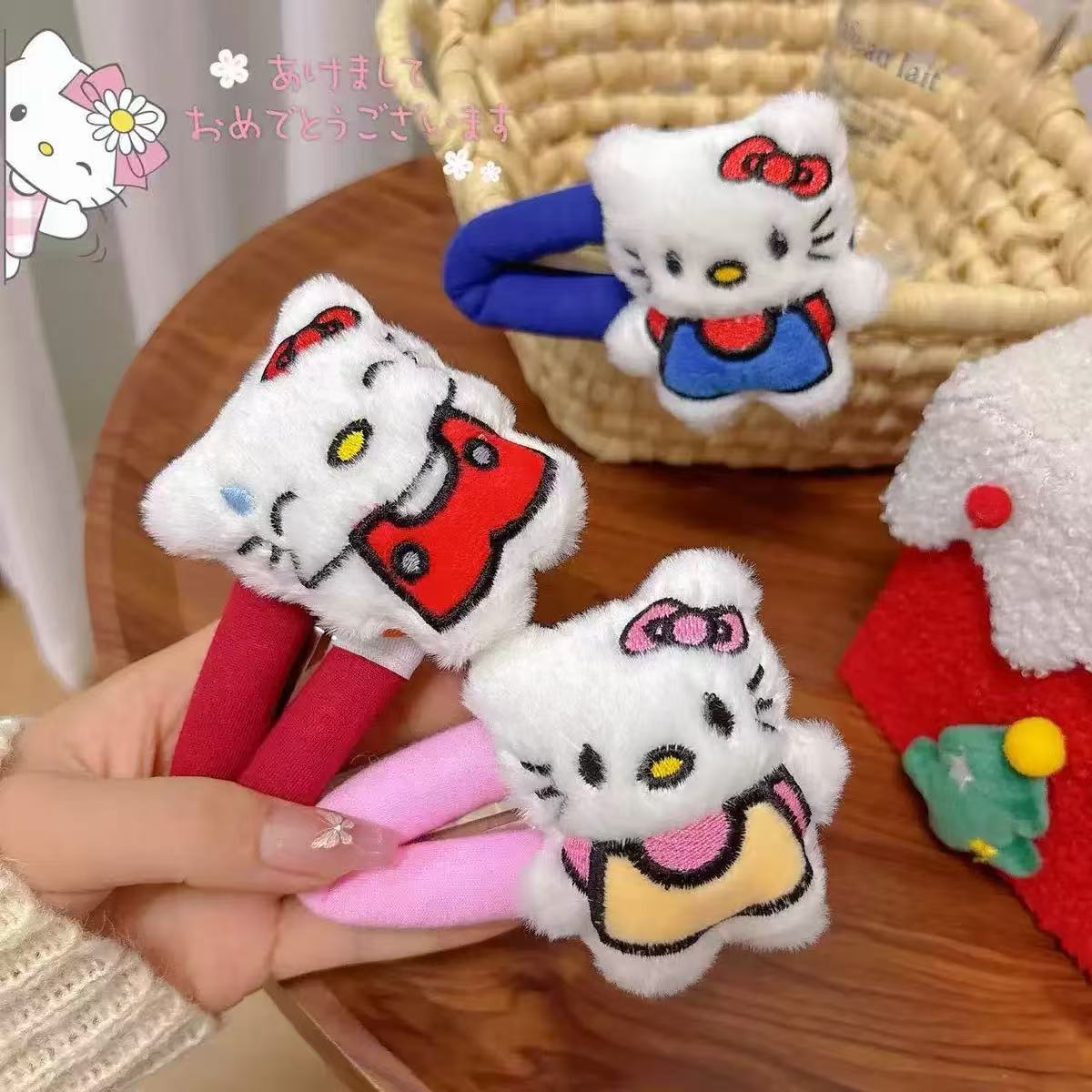 可爱卡通KT掰掰发夹毛绒机器猫少女洗脸发饰秋冬刘海夹子发饰