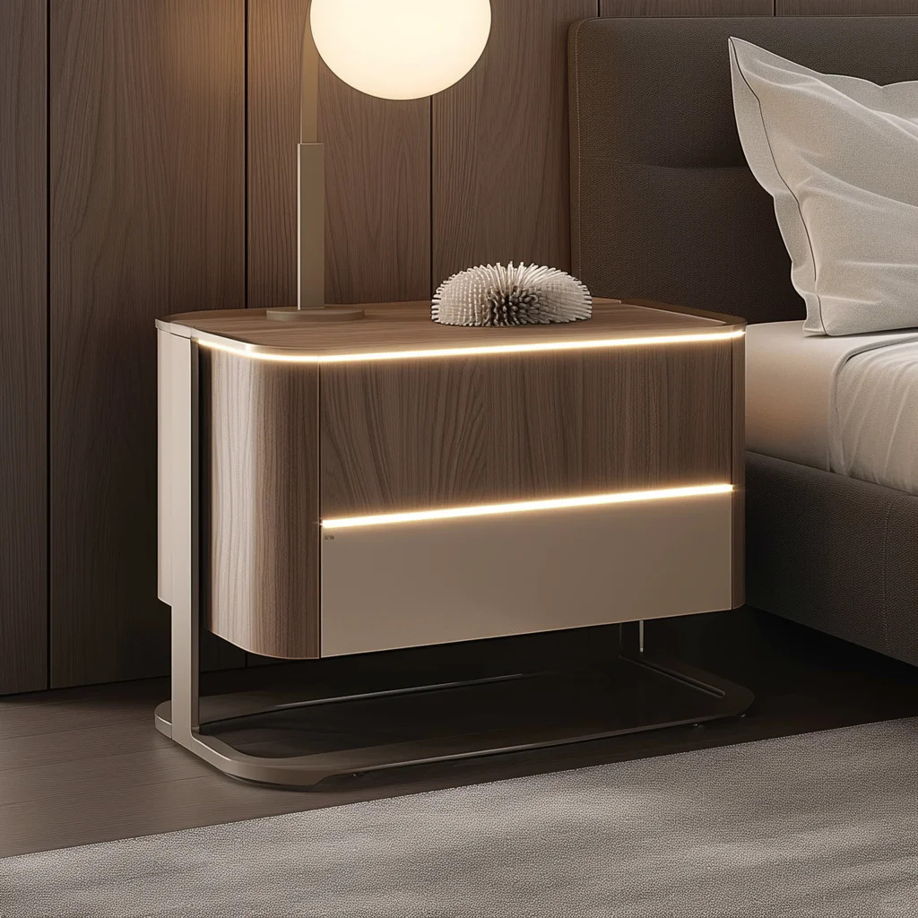 Mesita de noche inteligente con luz 2024 nuevo estilo, lujo ligero, sensación de alta gama, dormitorio doméstico, armario de almacenamiento junto a la cama, armario de almacenamiento pequeño
