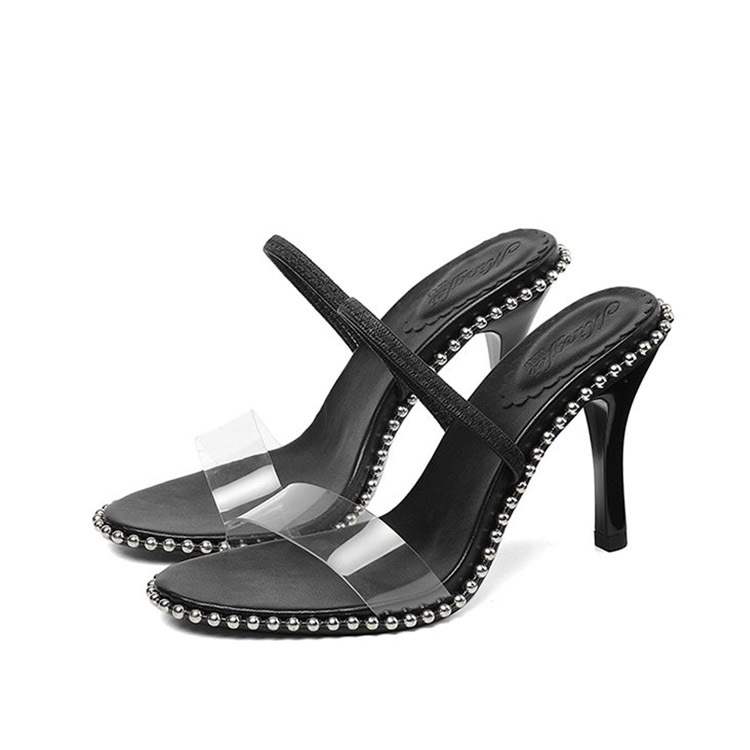 Beaded Straight-Heeled High-Heel Slippers For Women, Sexy Thin Heel, Summer 2025, Dual-Wear Sandals, Dropshipping_vogvips.com