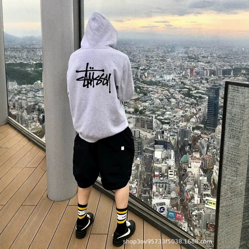 Stu Cross-Border Trendy Brand Printed Hooded Sweatshirt for Men and Women, Autumn and Winter Pure Cotton Versatile American Style Plus Size Men's 
 Coat