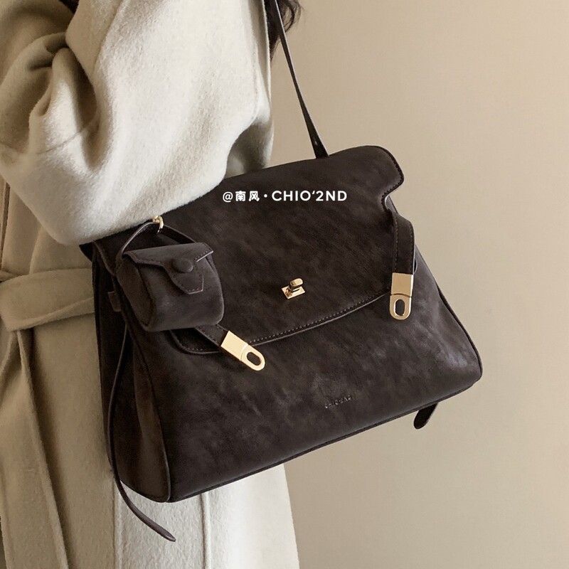 Nanfeng Chio2Nd Wilderness Wind Kelly Tote Bag Women's Daily Commuting Easiest for Match Portable Shoulder Crossbody Bag