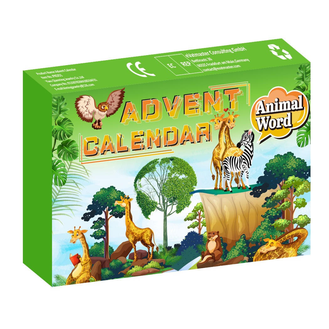 Calendario de Adviento Nuevo y superventas Caja ciega de animales con cuenta regresiva digital de Navidad de 24 horas Regalo de Navidad para niños