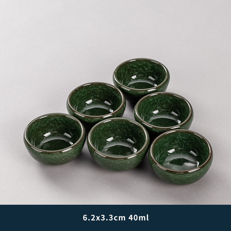 얼음 균열 찻잔 6-공작 그린 컵
