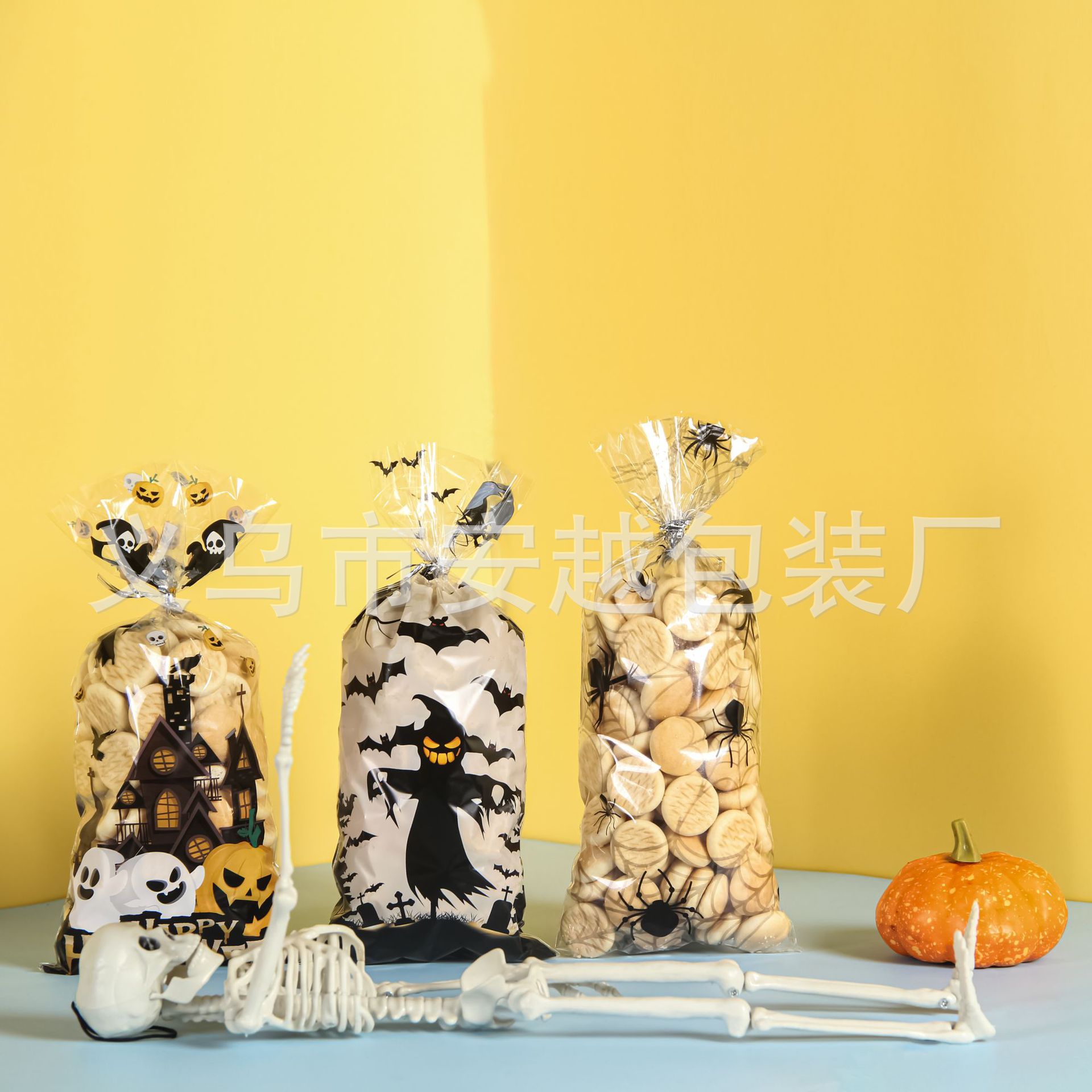 Nuevo en stock Amazon Halloween caramelo regalo bolsa calabaza muerte murciélago wansheng partido OPP bolsa para hornear