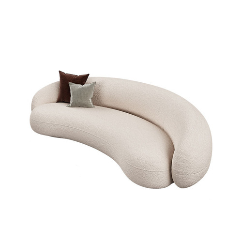 Modern Minimalist Internet Famous Lamb Wool Sofa and Coffee Table Set, Small Household Living Room Curved Fabric Sofa