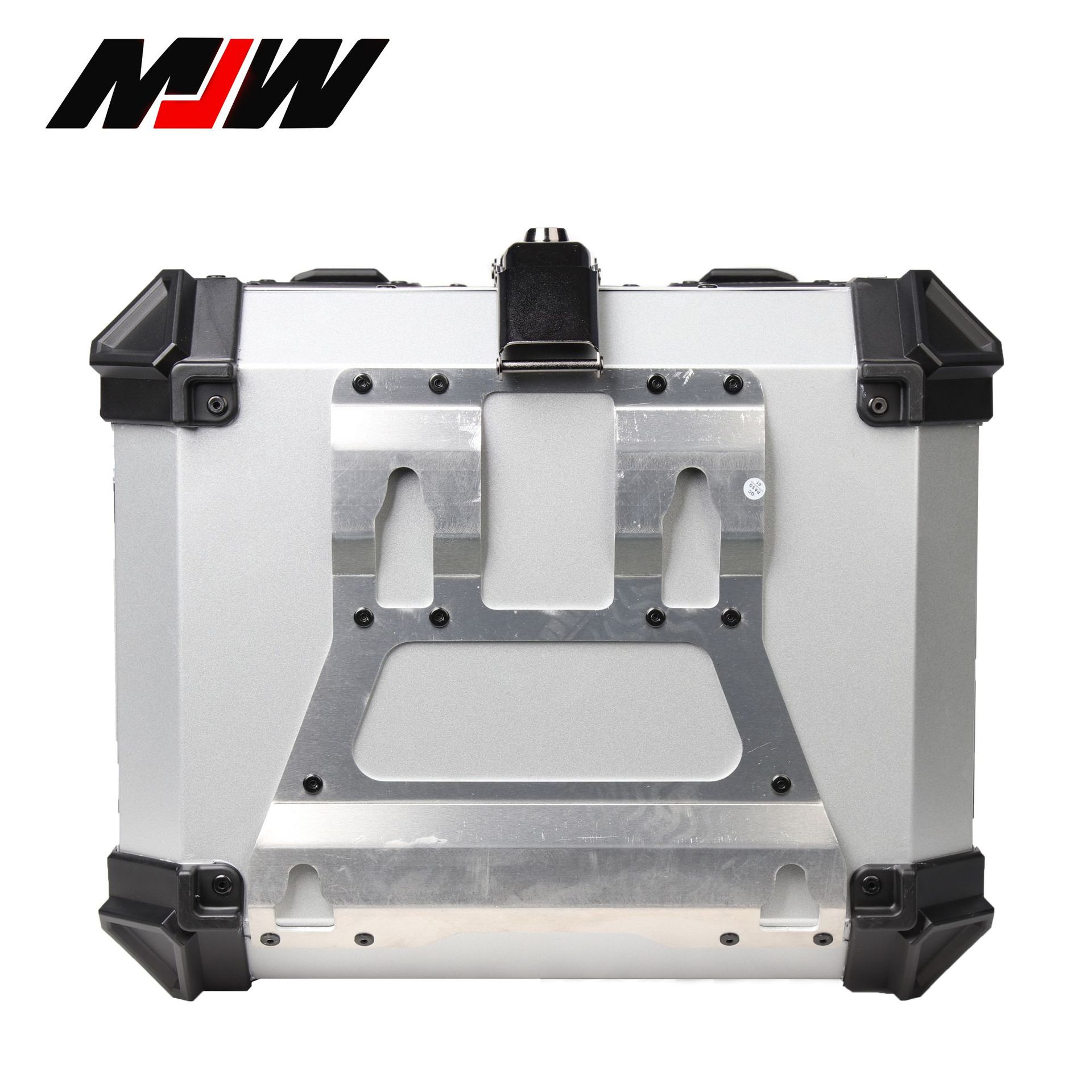 MJW45L motocicleta glaciar plateado maletero a prueba de agua desmontaje rápido caja de almacenamiento de aleación de aluminio caja de cola estampada a prueba de caídas