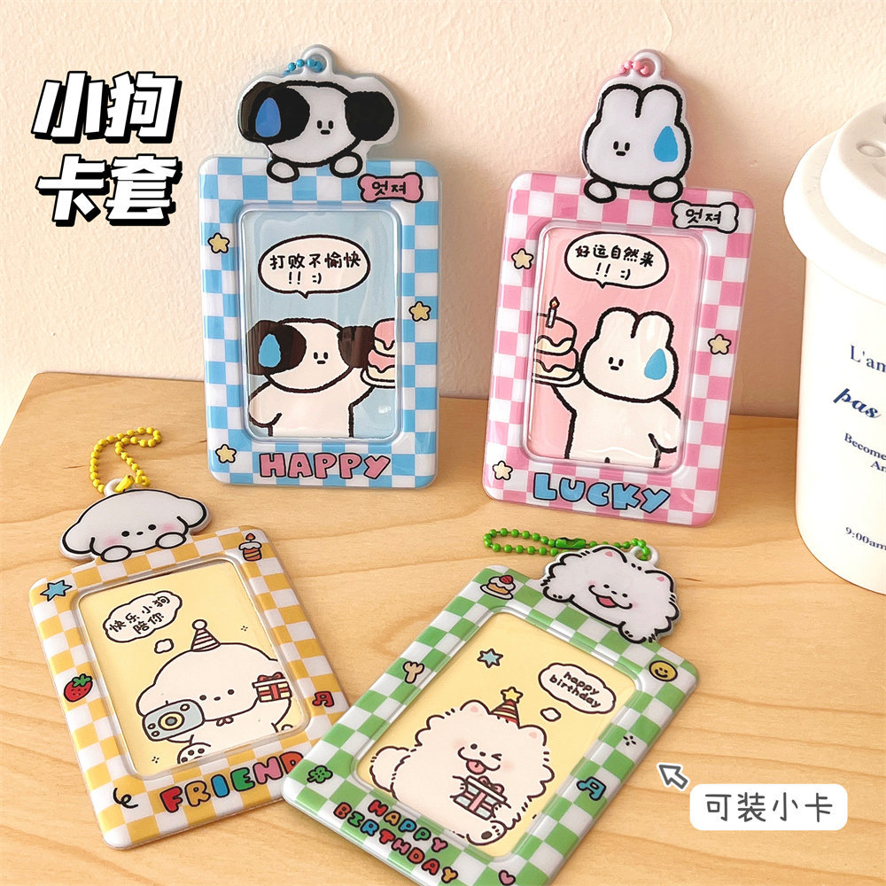 Nuevo juego de cartas de tablero de ajedrez de dibujos animados lindo, tarjeta pequeña, tarjeta de comida Polaroid, cubierta protectora de tarjeta de autobús, colgante de mochila para estudiantes