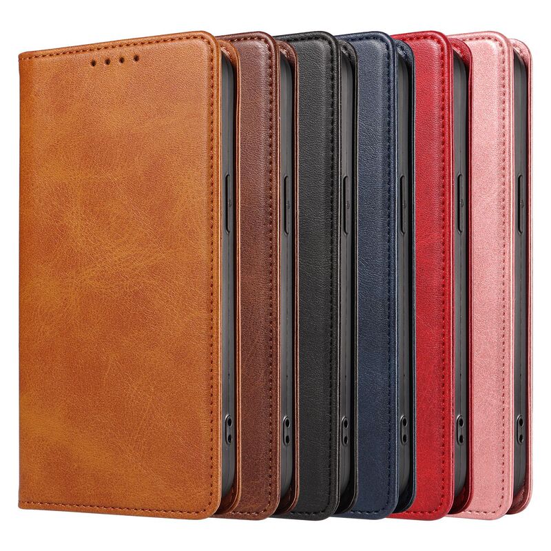 Suitable for iPhone 17 Pro Max Phone Case, Apple 16E Phone Leather Case, Calfskin Pattern Magnetic Flip Cover Protective Case