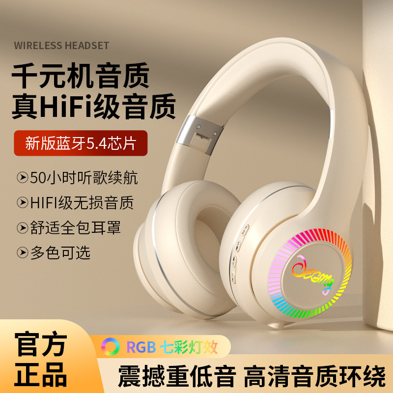Wireless Head-Mounted Bluetooth Headset, High-Looking Luminous Earmuffs, Gaming, E-Sports, Listening to Music, Mobile Phone, Computer, Heavy Bass Wireless Head-Mounted Bluetooth Headset, High-Looking Luminous Earmuffs, Gaming, E-Sports, Listening to Music, Mobile Phone, Computer, Heavy Bass