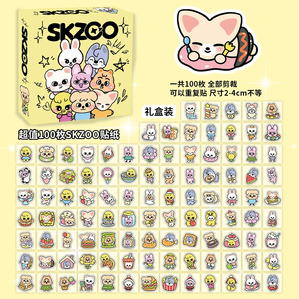 Boxed Sticker Pack, 100 Sheets, Anime & Character Emoticons, Assorted Designs