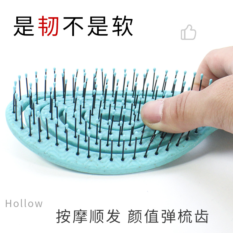 Description Picture 4 of itemRelaxing Elastic Massage Comb Portable Hollow Hair Combs Scalp Massage Brush Salon Styling Tools Solid Color Circular Hair Brush
