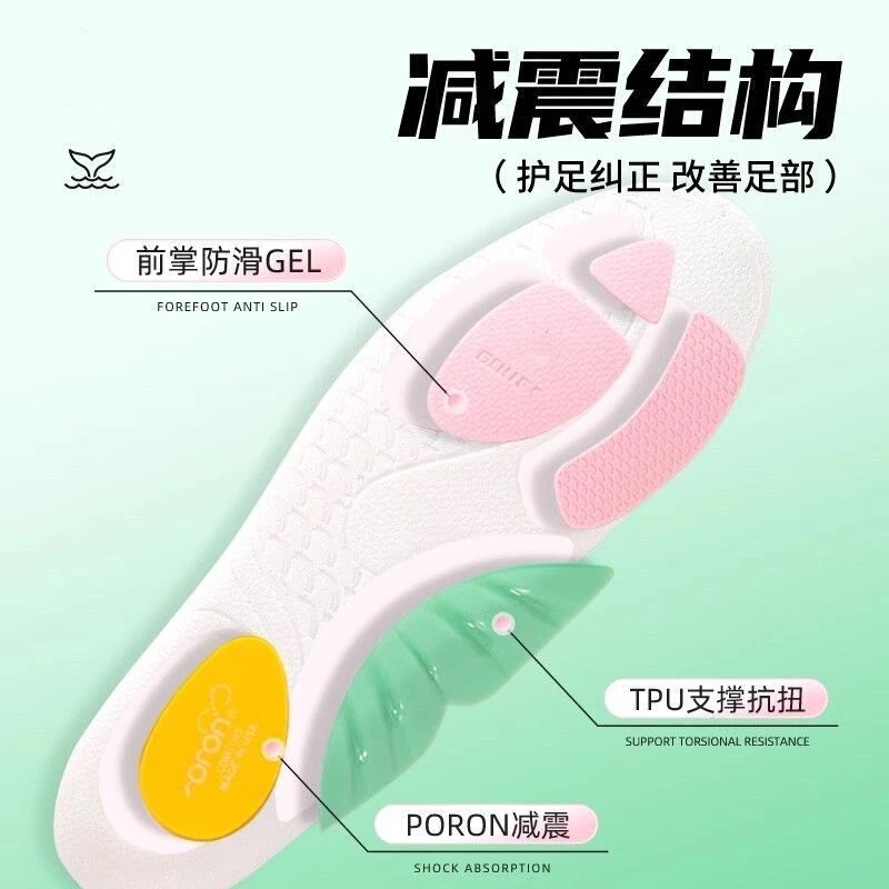 Sports Whale-Shaped Insoles Tpu Arch Support Shock Absorption Sports Rebound Cushioning Sweat-Absorbing Breathable Not Tiring after Standing for a Long Time Sports Whale-Shaped Insoles Tpu Arch Support Shock Absorption Sports Rebound Cushioning Sweat-Absorbing Breathable Not Tiring after Standing for a Long Time