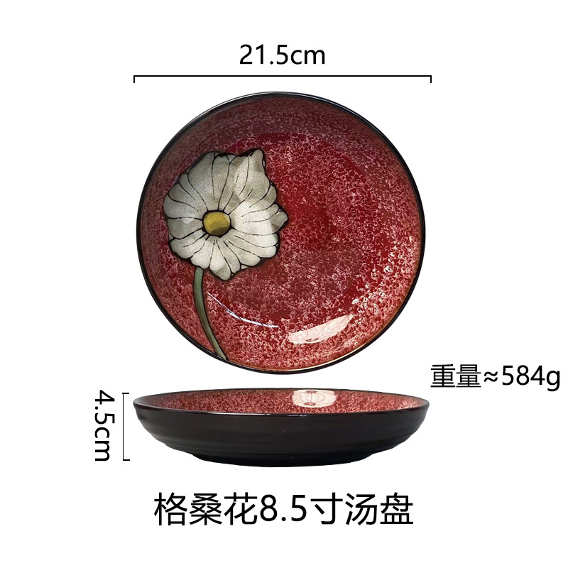 Horno creativo, plato de comida occidental esmaltado, plato de carne, plato de verduras para el hogar, plato de cerámica, plato de pasta de color esmaltado, plato de desayuno al por mayor