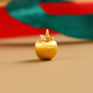 18K Gold Brushed Apple Pendant Au750 Color Gold Happiness and Joy Full of Stereo Sense Peace Fruit Pendant Clavicle Chain