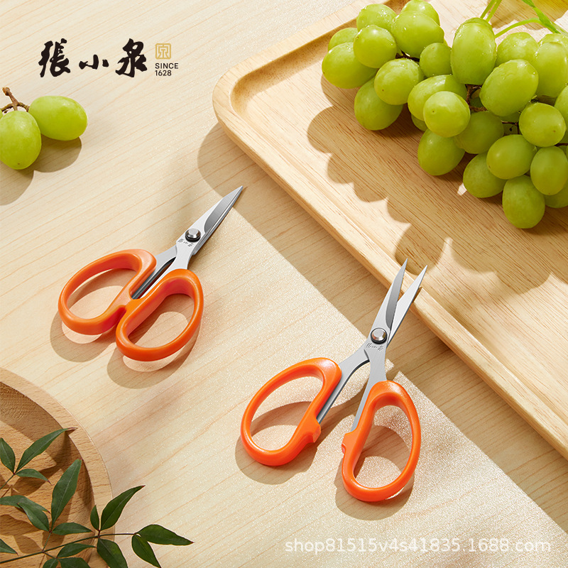 张小泉葡萄修枝剪家用疏果剪不锈钢小巧花枝剪采摘葡萄高枝尖头剪