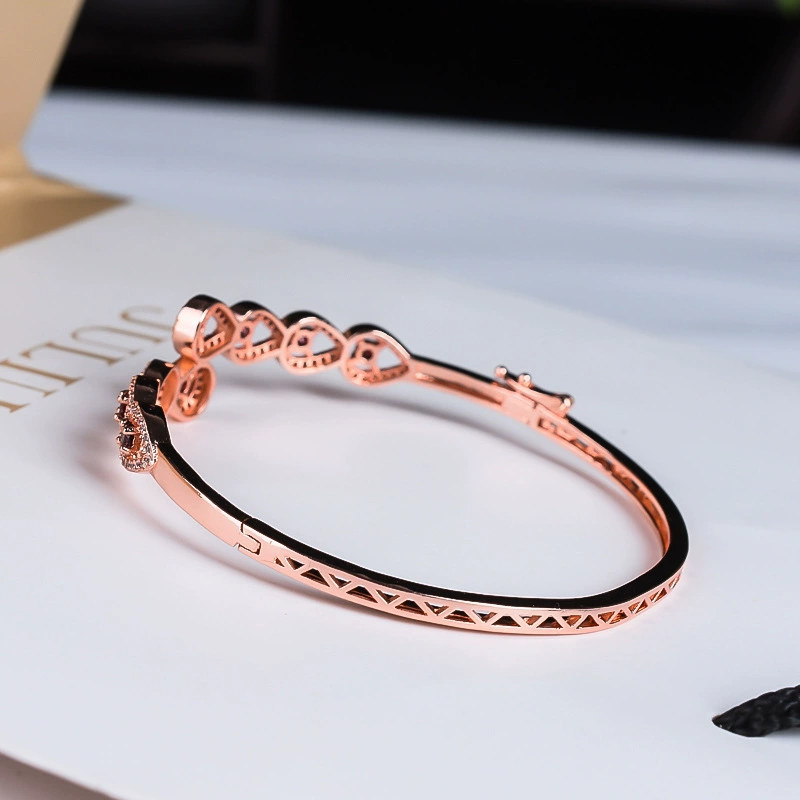 Organic golden copper bracelet pomegranate, pink gold