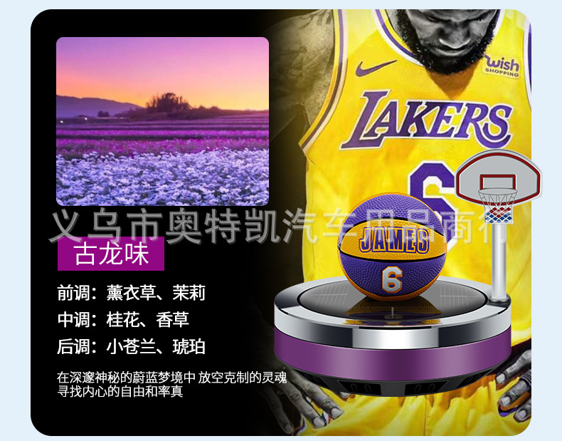 Internet Celebrity Solar Basketball Rotating Car Ornaments Car Interior Center Console Aromatherapy Long-Lasting Light Fragrance Fresh