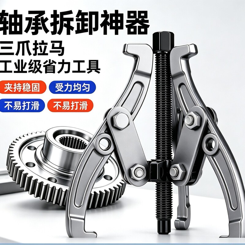 Puller disassembly tool, three-jaw bearing extractor, auto repair mechanical gear high-hardness universal puller, high tensile strength