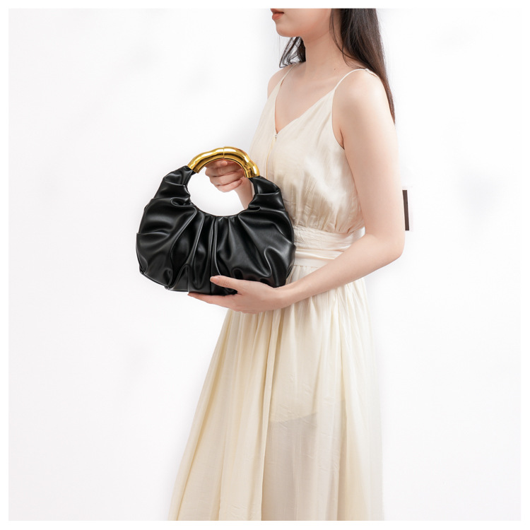 Cloud Fold Handbag – Asymmetric Crinkle PU Clutch With Magnetic Closure & Phone Slot (5 Colors, Minimalist Evening Bag, Structured Yet Soft)_voghion.com