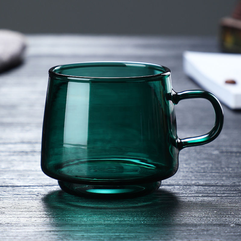 Taza de vidrio resistente al calor taza de café con platillo apta para microondas y fuego abierto