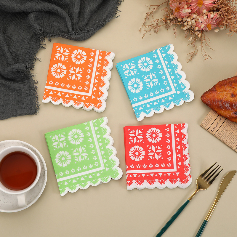 Printed Napkin Lace Colorful Pattern Festive Home Party Party Disposable Square Napkin Special Wholesale