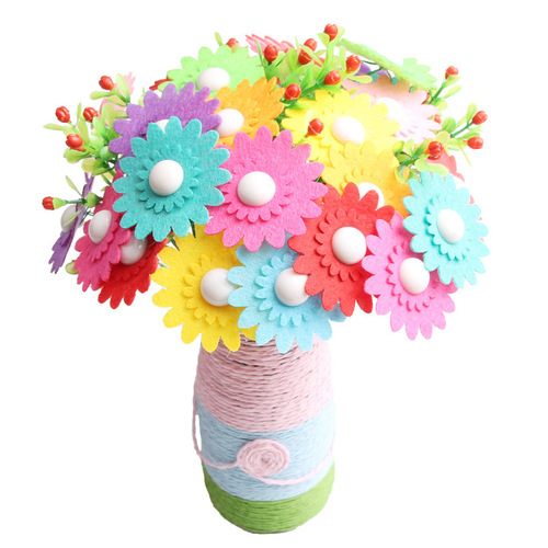 Button Bouquet Handmade DIY Kit Materials for Children Kindergarten March 8th Women's Day Mother's Day Button Art