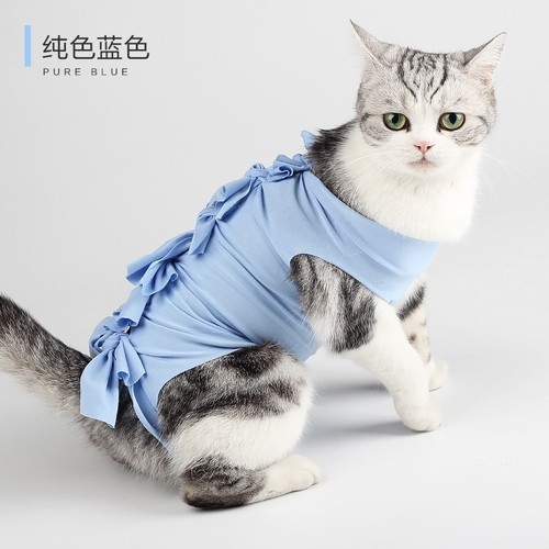 Cat sterilization surgical clothing, female cat weaning clothing, post-operative anti-biting and anti-licking breathable elastic four-legged pet clothes wholesale
