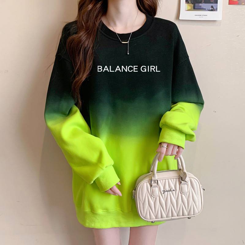 Sweatshirt À Capuche Femme Gradient Loose Style Décontracté_voghion.com