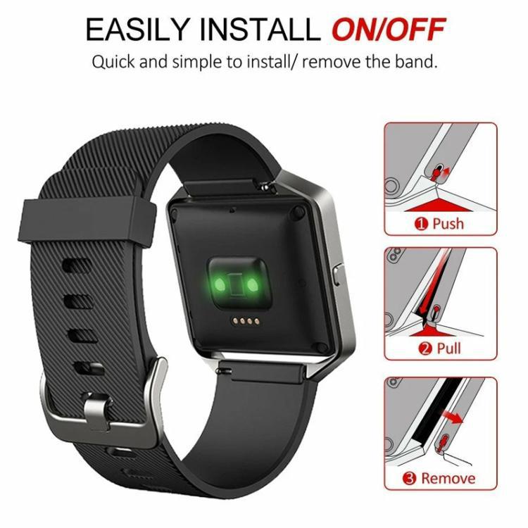 Para Fitbit Blaze xDfind hebilla de acero twill sólido correa de silicona S / L