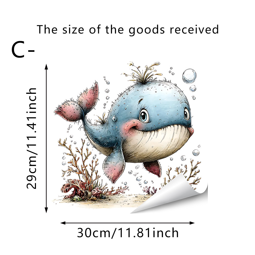 Nuevos productos de verano transfronterizos de la serie oceánica de pegatinas de vidrio transparente estática sirena tortuga flamenco pegatinas estáticas image 13