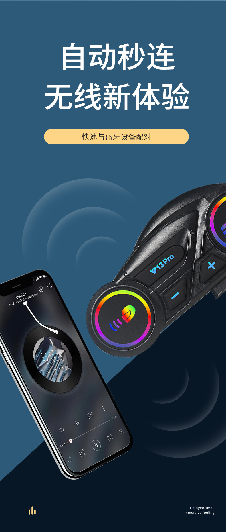 Y13Pro Two-In-One Cycling Bluetooth Headset, Helmet Intercom Motorcycle Headset with Colorful Lights and Music