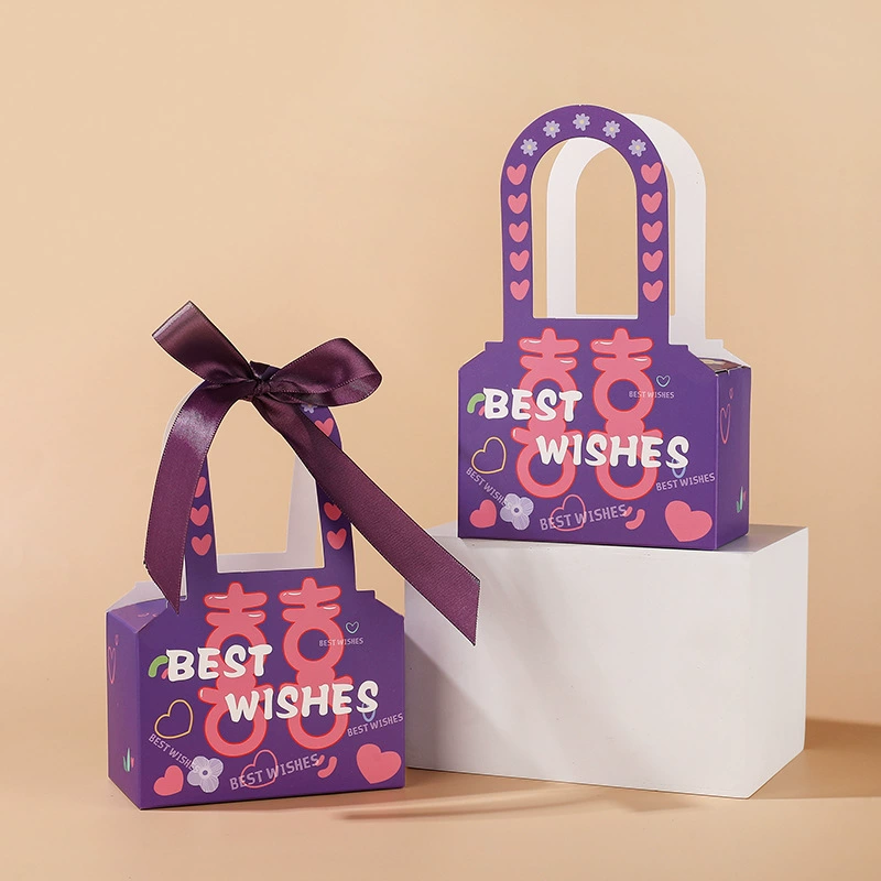 2024 Фиолетовый милый стиль свадебная коробка конфет свадебная портативная подарочная коробка