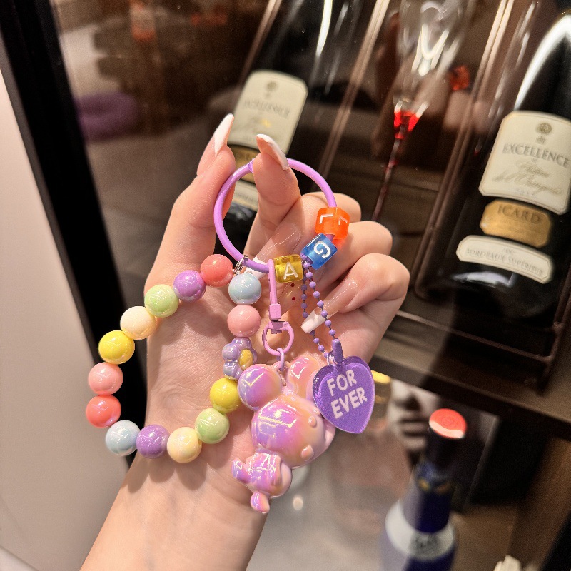 Acrílico galvanizado Mickey Mouse colgante llavero colgante colorido beaded pulsera mochila colgante decoración regalo