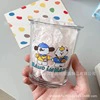 Стакан стеклянный милый мультфильм перевернуть молочный кружка корейский стиль ins в стиль пара дом завтрак фруктовый сок кофе