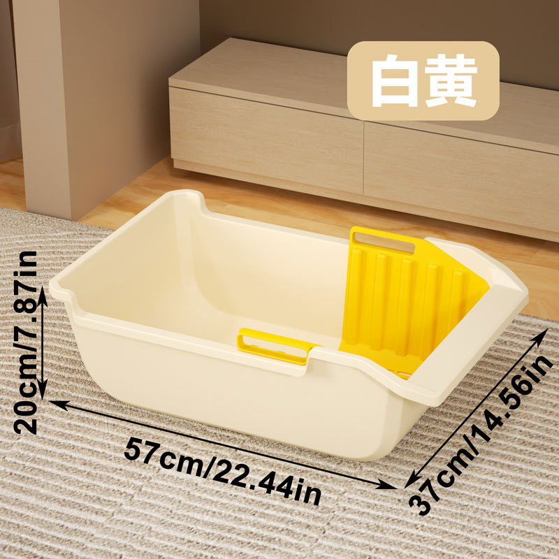 La caja de arena para gatos semicerrada de gran tamaño abierta con valla de elevación inodoro para gatos con pala para evitar salpicaduras externas.