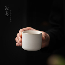 复古陶瓷茶杯品茗杯白色功夫茶具单杯喝茶小杯子创意扳指杯主人杯