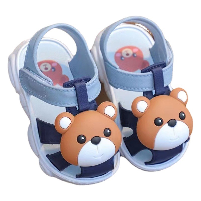 Verano bebé plástico niño zapatos cerrados dedo del pie antideslizante lindo super suave Velcro bebé de dibujos animados sandalias de interior y al aire libre