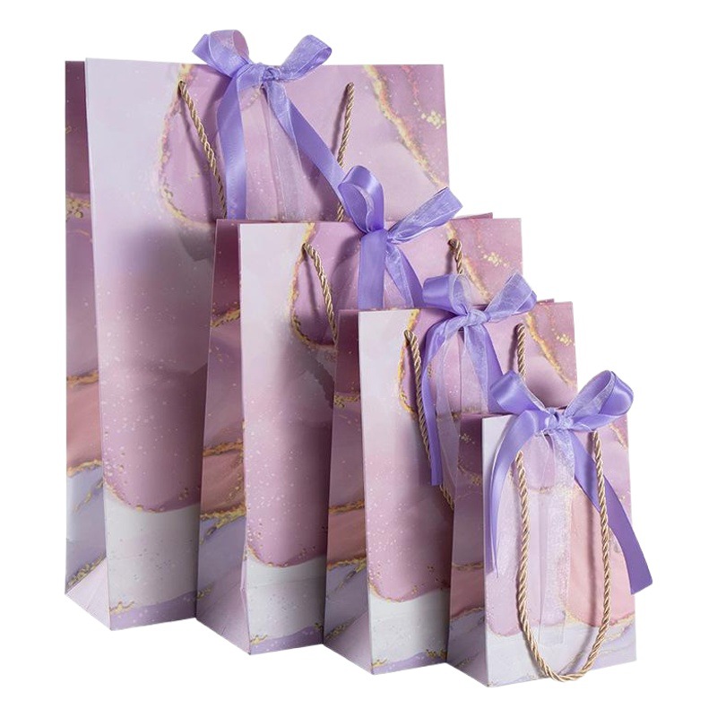 Colorido patrón de piedra cinta bolsa de regalo de mano ins estilo bolsa de regalo bolsa de ropa Rosa niña corazón bolsa de regalo de cumpleaños