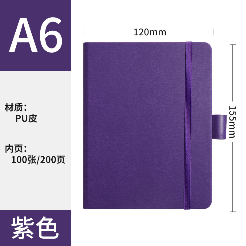 A6 morado + Correa + bolígrafo elástico