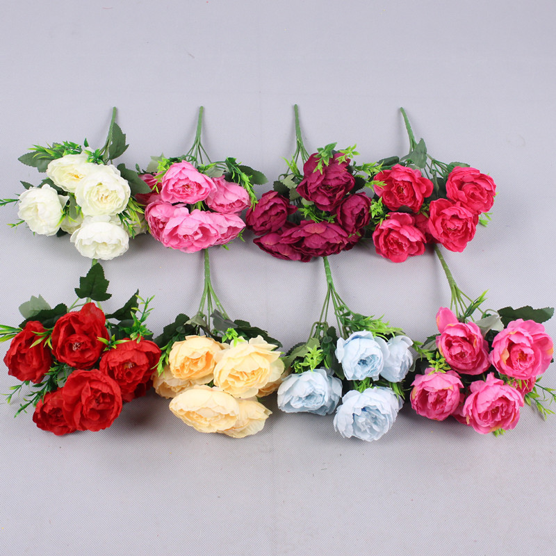 6 autumn peony artificial flower wedding decoration with flower arrangement silk flower home decoration living room wedding photography