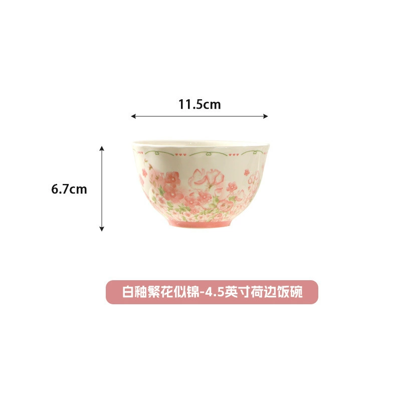 Underglaze Ceramic Tableware — Blooming Flowers Ruffled Plates & Bowls, Multiple Sizes (4–12" )